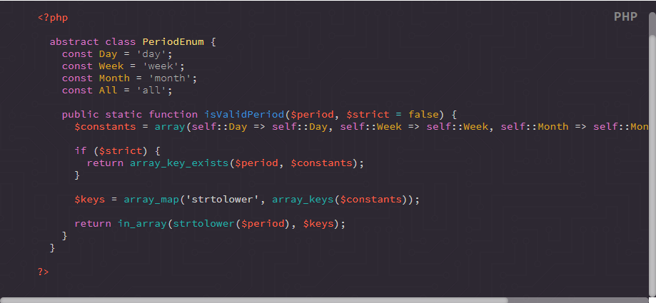 syntax highlight example: php
